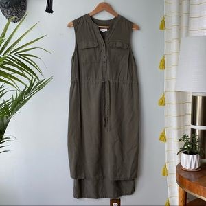 Olive Drawstring Maternity Tank Dress